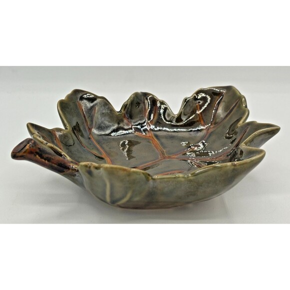 Pottery Barn Harvest Leaf Ceramic Glazed Serving Plate Tray Autumn Fall Decor - Picture 16 of 16